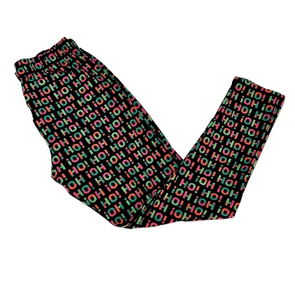 SweetLegs Plus Women's Leggings Black Multicoloured Ho Ho Ho - Picture 2 of 14